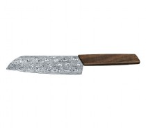 Damast Messer in Santokuform mit Nussbaumgriff