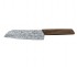 Damast Messer in Santokuform mit Nussbaumgriff