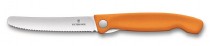 faltbares Messer mit Wellenschliff und orangen Gri