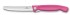 faltbares Messer mit Wellenschliff und rosa Griff